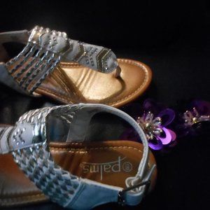 girls sandals by Palms sz13m white silver.